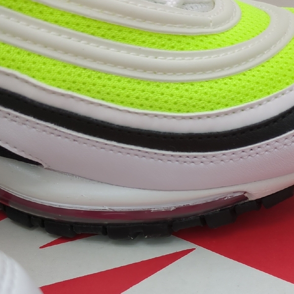 New! Nike Air Max 97, Men\'s White, Neon Green, & Fuchsia Running Sneakers main image 14